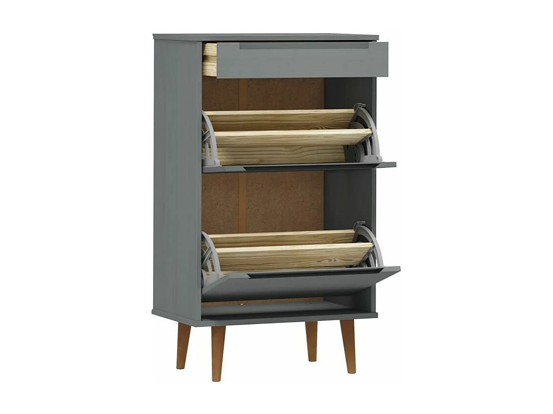 Petite armoire à chaussures en bois de pin Leva L60xH103xP35 – Compacte et Élégante-Couleur Gris