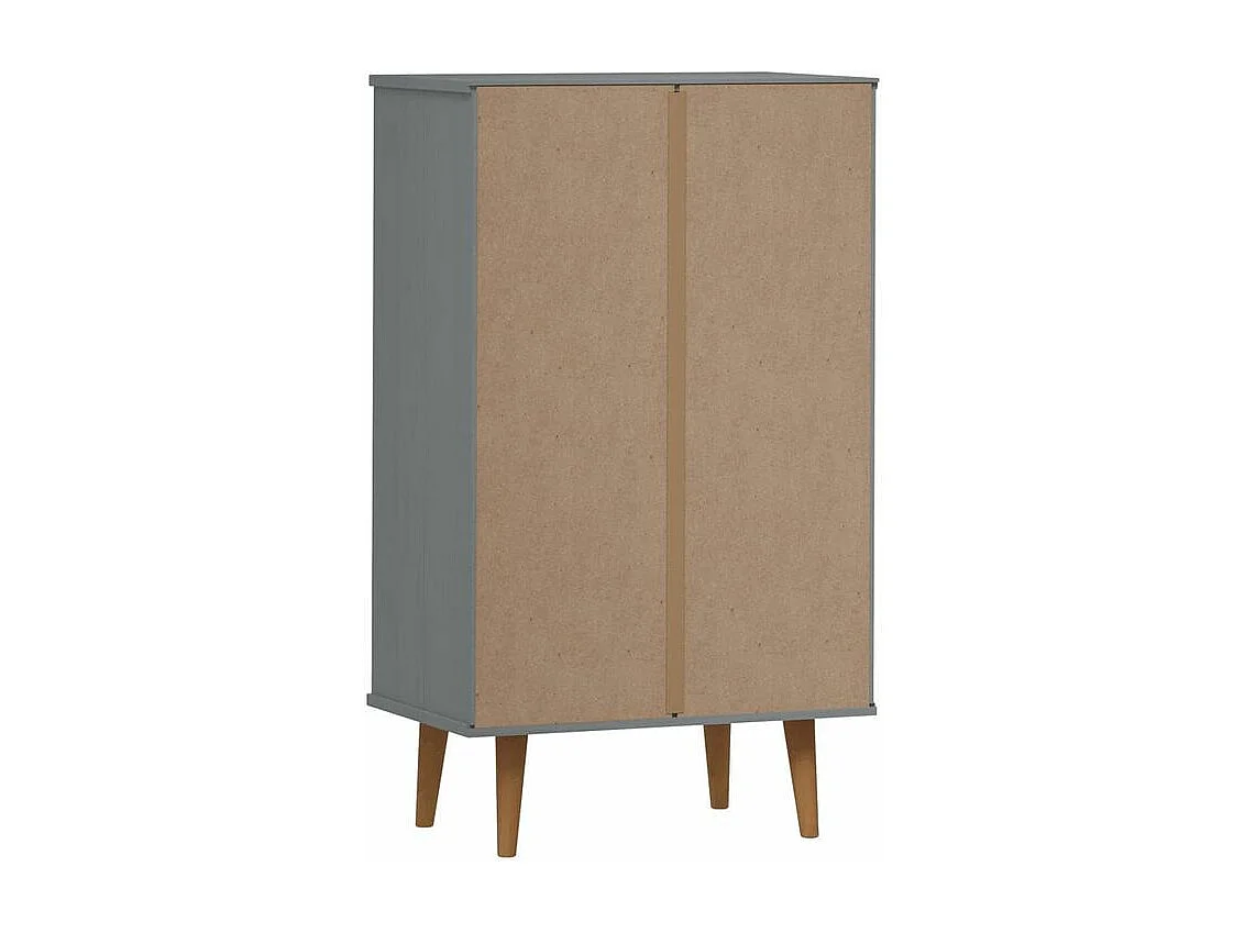 Petite armoire à chaussures en bois de pin Leva L60xH103xP35 – Compacte et Élégante-Couleur Gris
