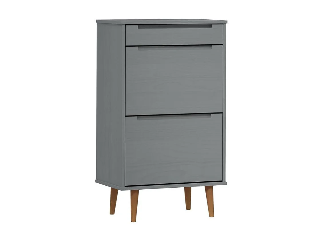 Petite armoire à chaussures en bois de pin Leva L60xH103xP35 – Compacte et Élégante-Couleur Gris