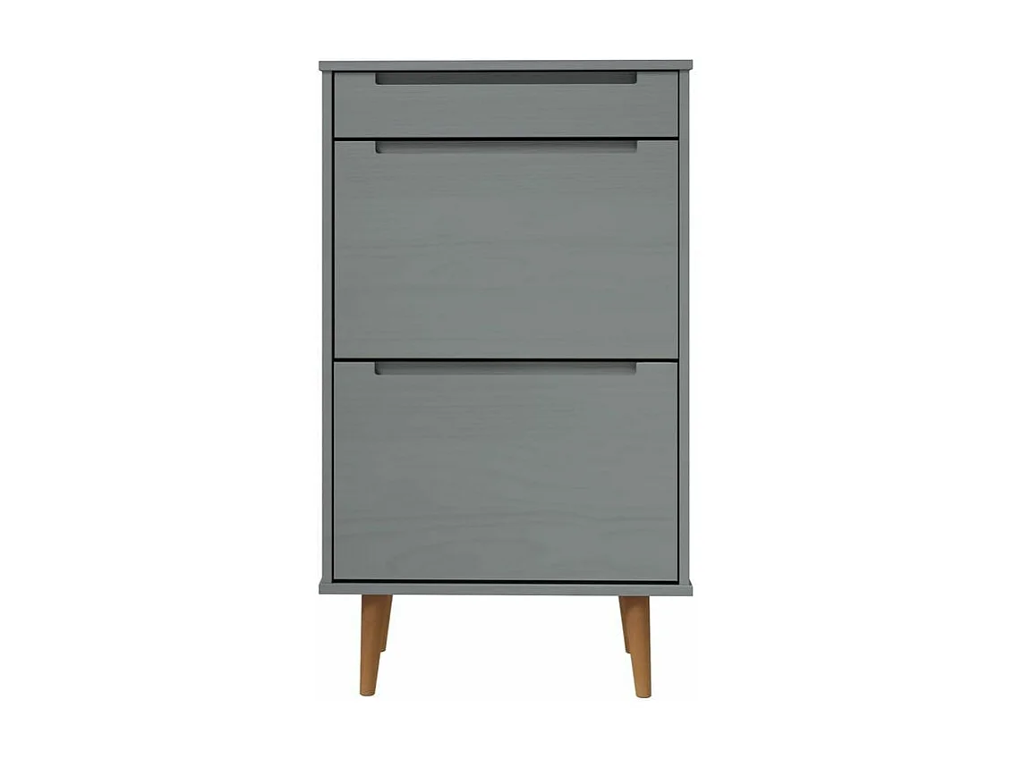Petite armoire à chaussures en bois de pin Leva L60xH103xP35 – Compacte et Élégante-Couleur Gris