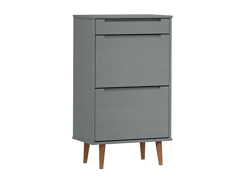 Petite armoire à chaussures en bois de pin Leva L60xH103xP35 – Compacte et Élégante-Couleur Gris
