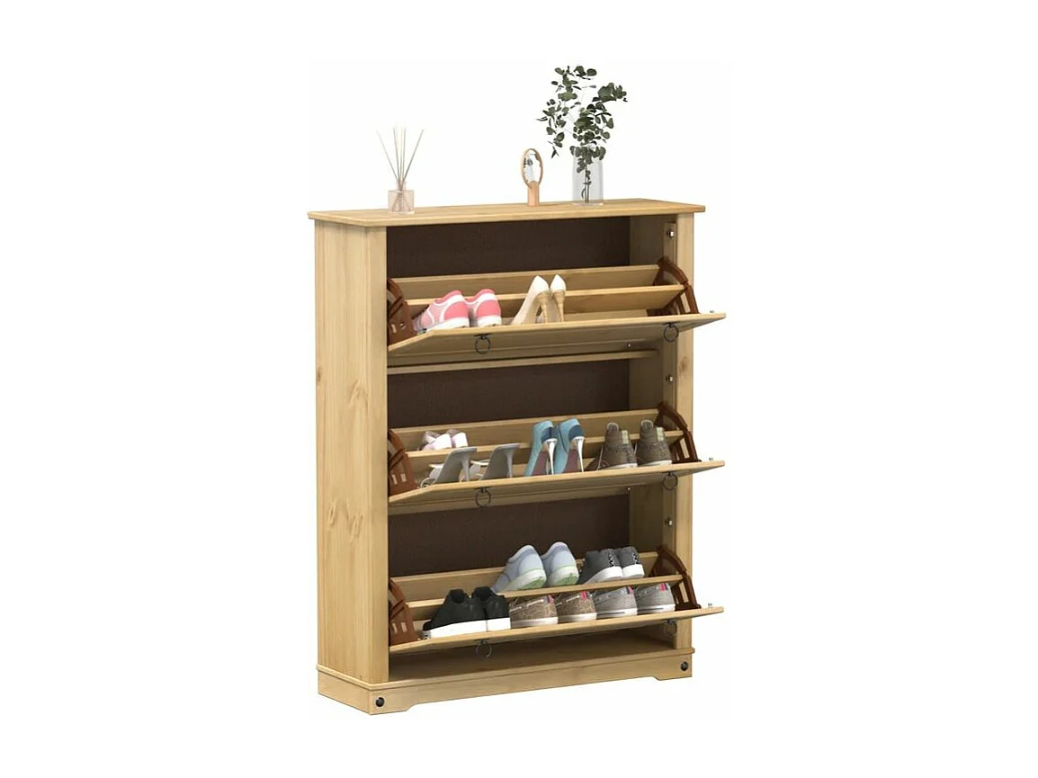 Armoire à chaussures Corona 99x32x124,5 bois de pin massif