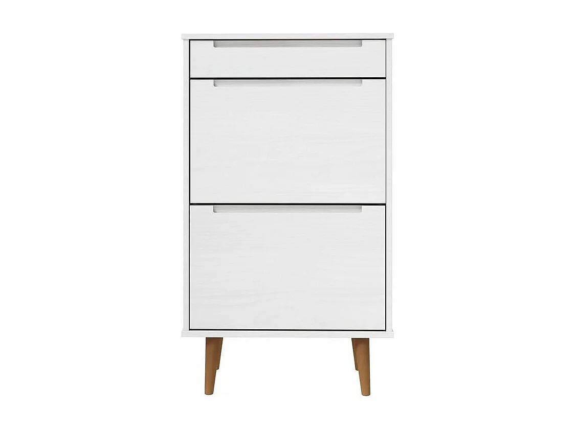 Petite armoire à chaussures en bois de pin Leva L60xH103xP35 – Compacte et Élégante-Couleur Blanc