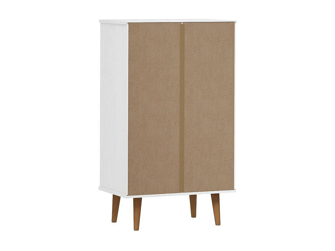 Petite armoire à chaussures en bois de pin Leva L60xH103xP35 – Compacte et Élégante-Couleur Blanc