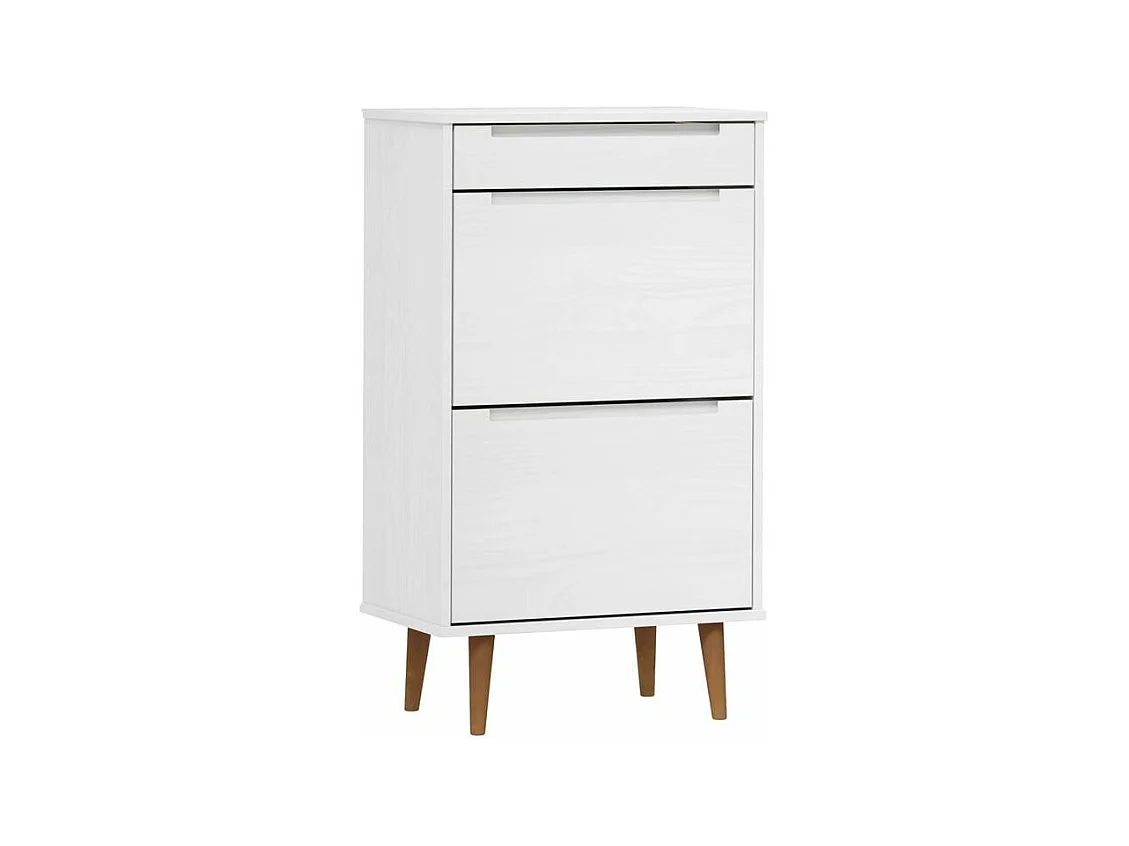 Petite armoire à chaussures en bois de pin Leva L60xH103xP35 – Compacte et Élégante-Couleur Blanc