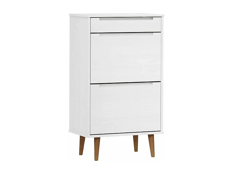 Petite armoire à chaussures en bois de pin Leva L60xH103xP35 – Compacte et Élégante-Couleur Blanc