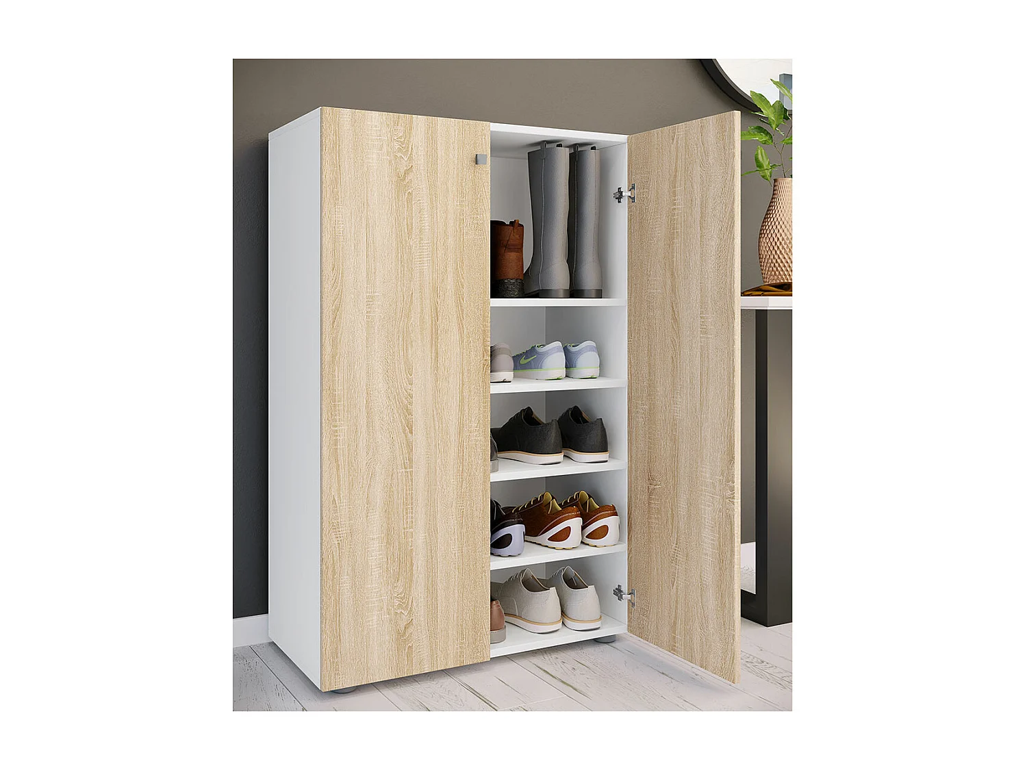 LonaXL5DT Schuhschrank 2 Türen weiß.