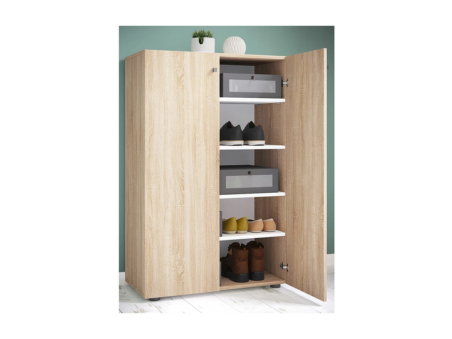 LonaXL5DT Schuhschrank 2 Türen Eiche dekor.