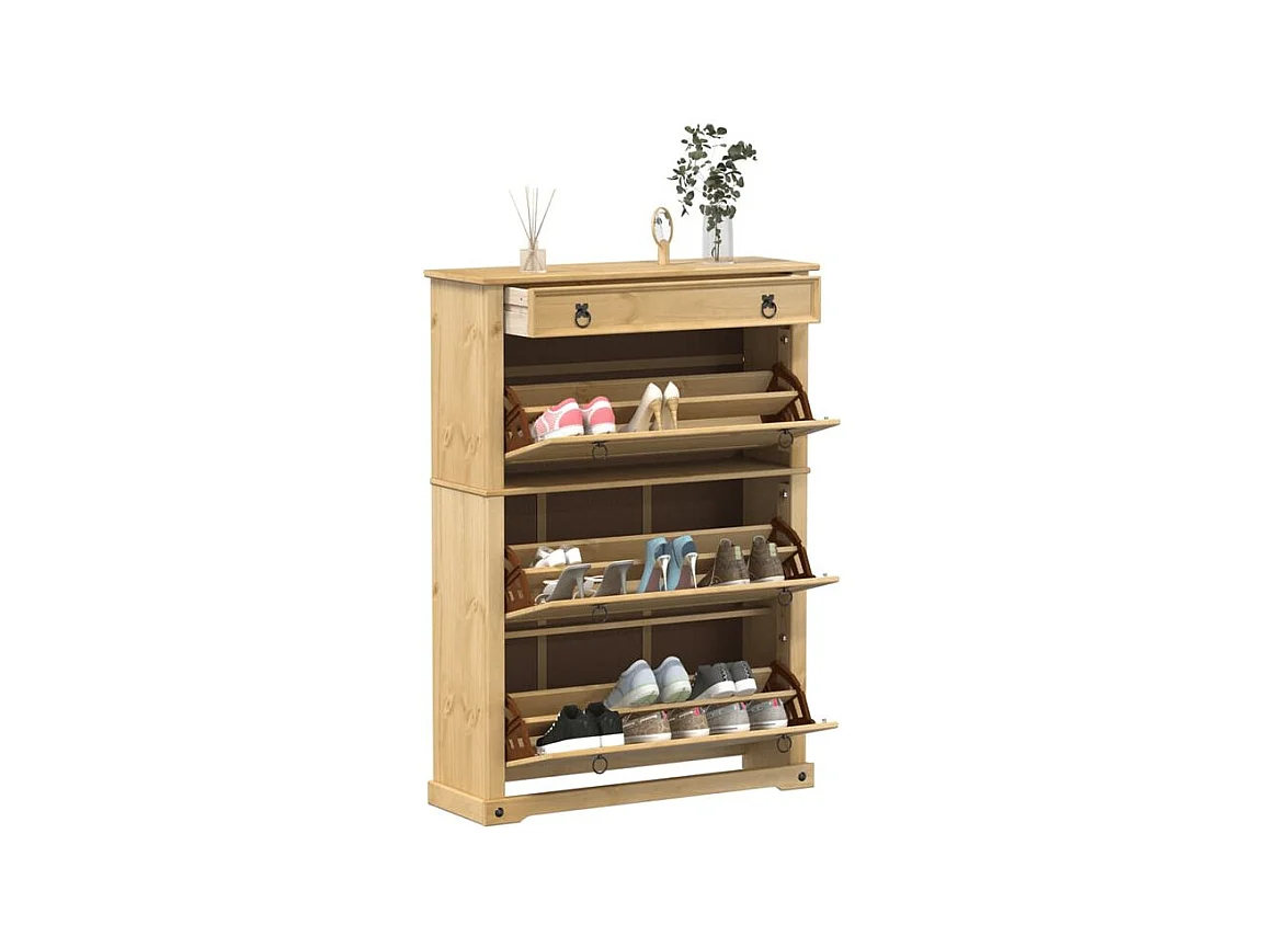 Armoire à chaussures Corona 99x32x138 bois de pin massif