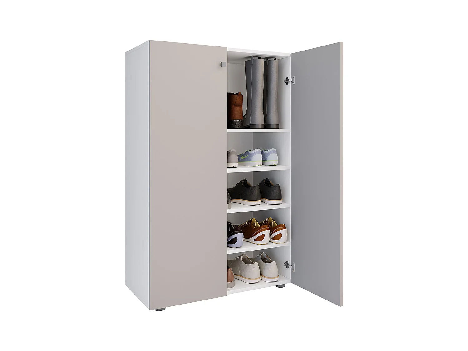 LonaXL5DT Schuhschrank 2 Türen weiß, grau.