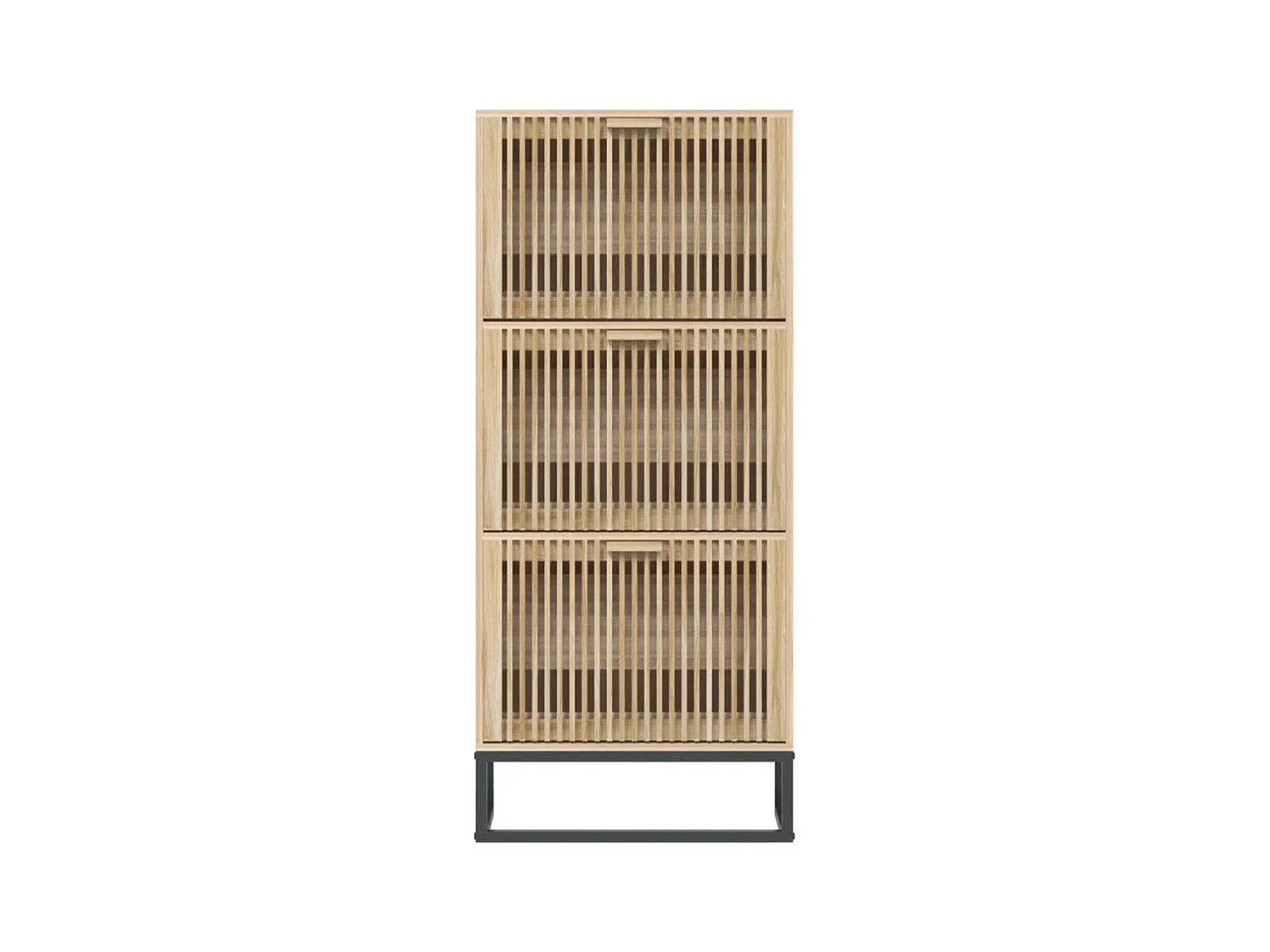 Armoire à chaussures en bois Dekiva L 52 x H 120cm - Style naturel-Couleur Naturel