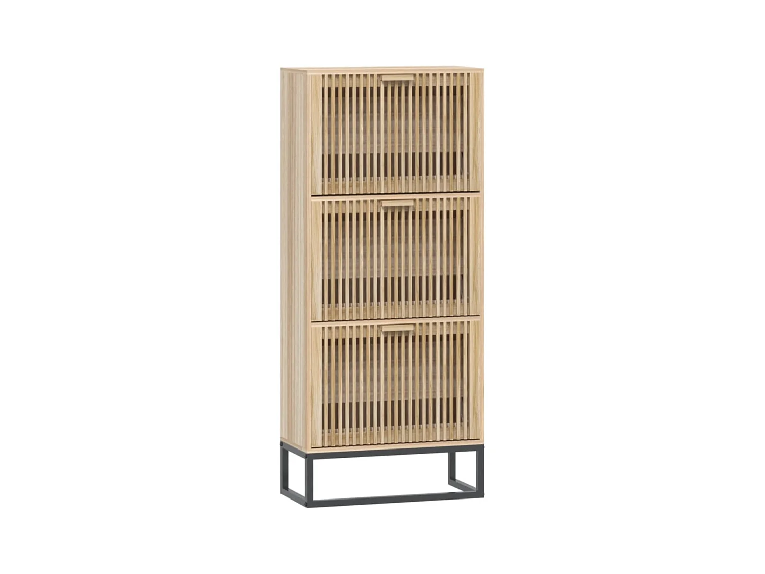 Armoire à chaussures en bois Dekiva L 52 x H 120cm - Style naturel-Couleur Naturel