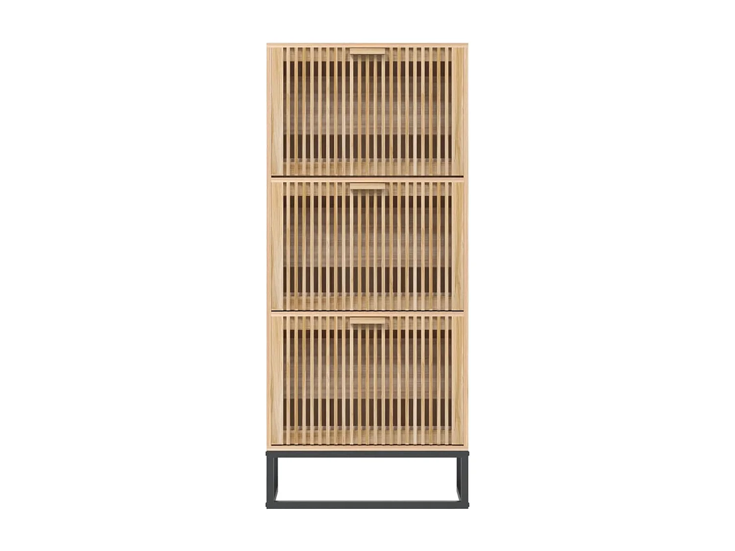 Armoire à chaussures en bois Dekiva L 52 x H 120cm - Style naturel-Couleur Naturel