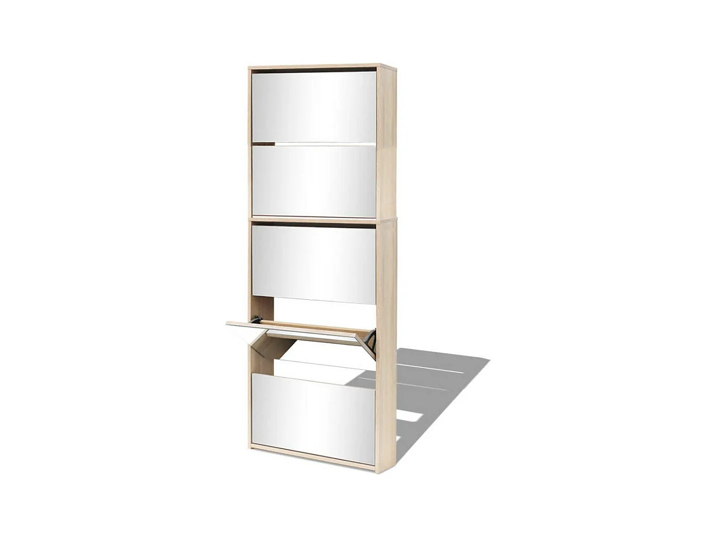 Meuble à chaussures 5 étagères et miroir 63x17x169,5 Chêne