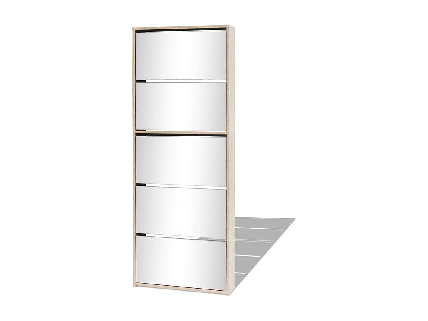 Meuble à chaussures 5 étagères et miroir 63x17x169,5 Chêne