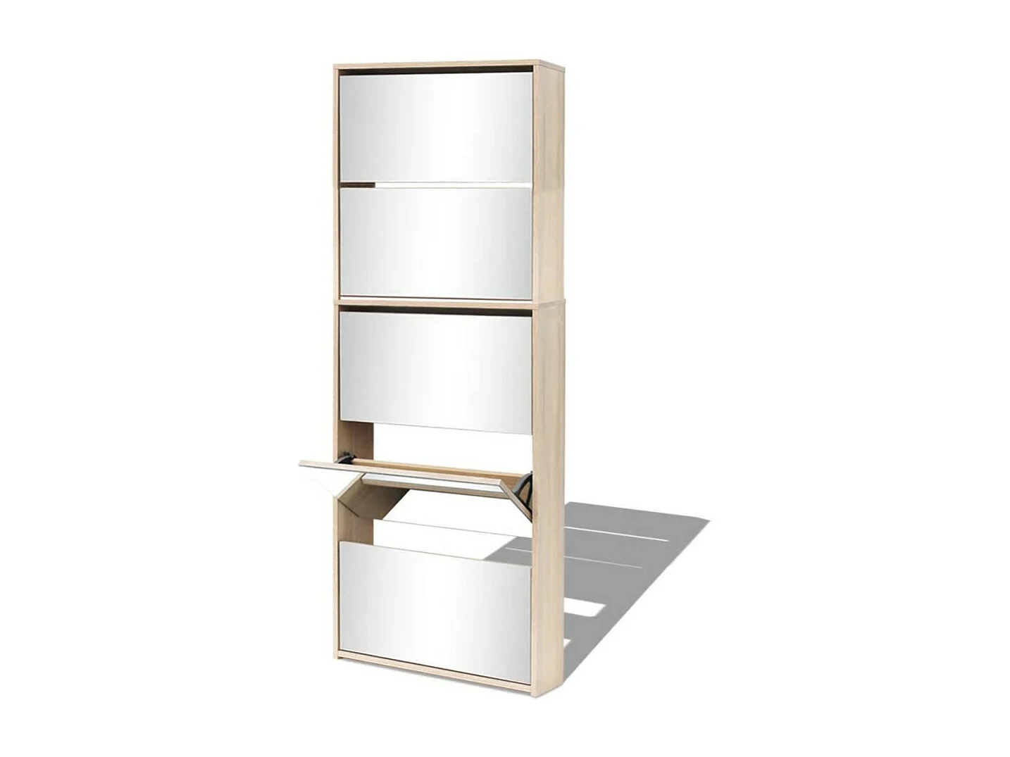 Meuble à chaussures 5 étagères et miroir 63x17x169,5 Chêne