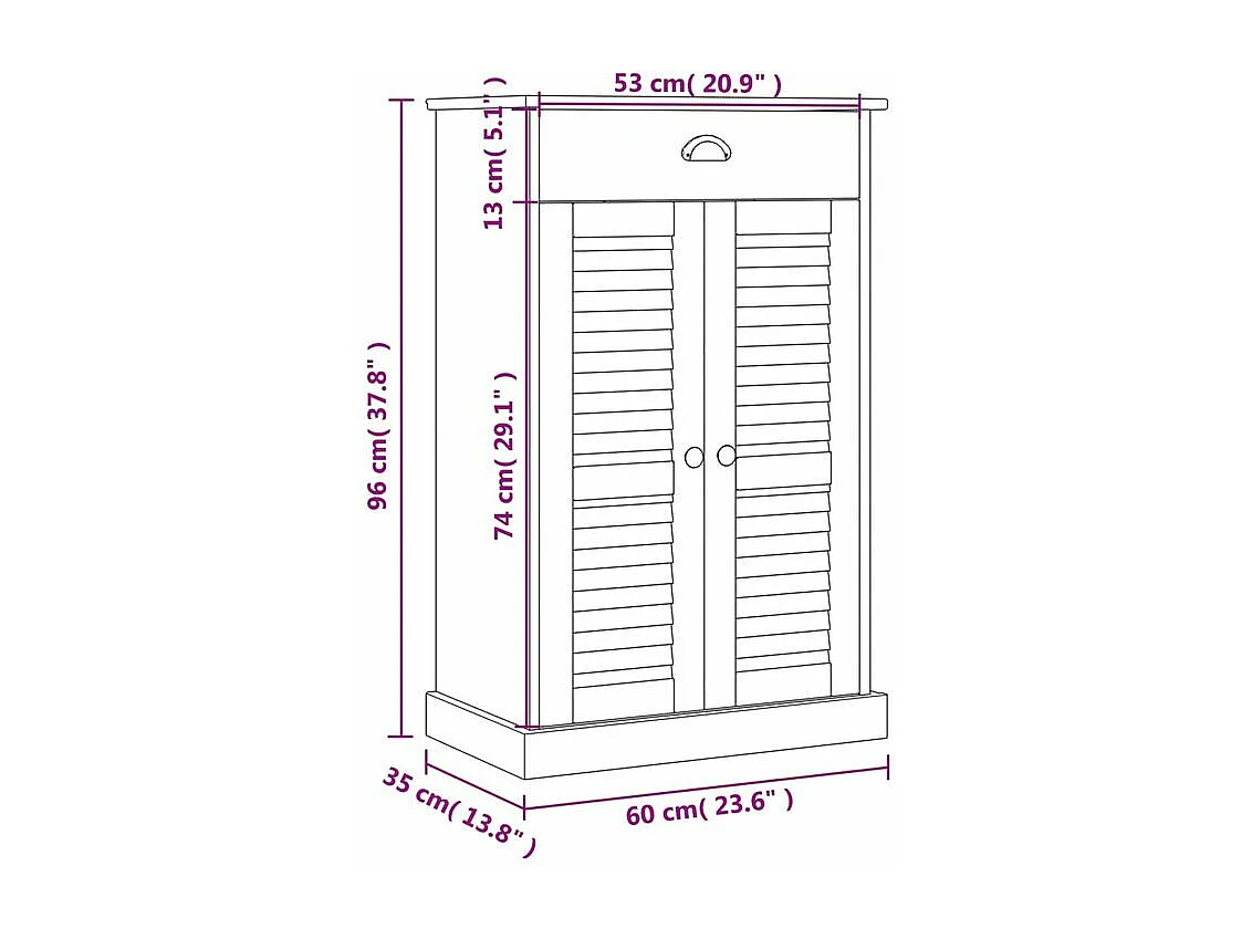 Armoire à chaussures VIGO 60x35x96 bois massif de pin