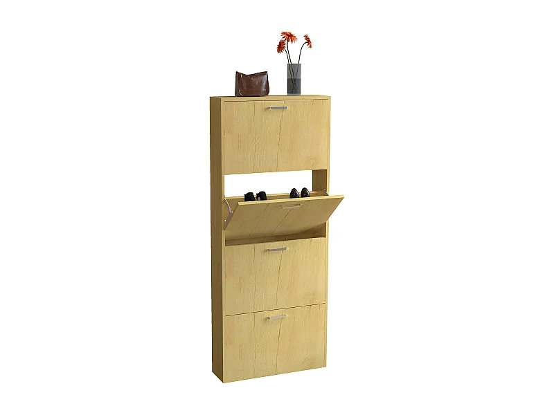 Shoe cabinet Sulos Honey oak H. 144 x W. 59 x D. 17 cm