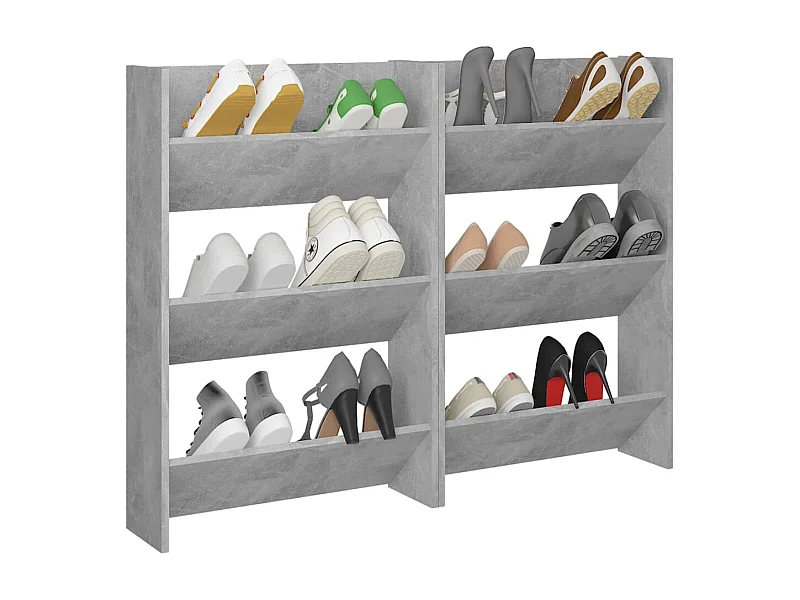 Armoires à chaussures murales 2 pcs Gris béton 60x18x90