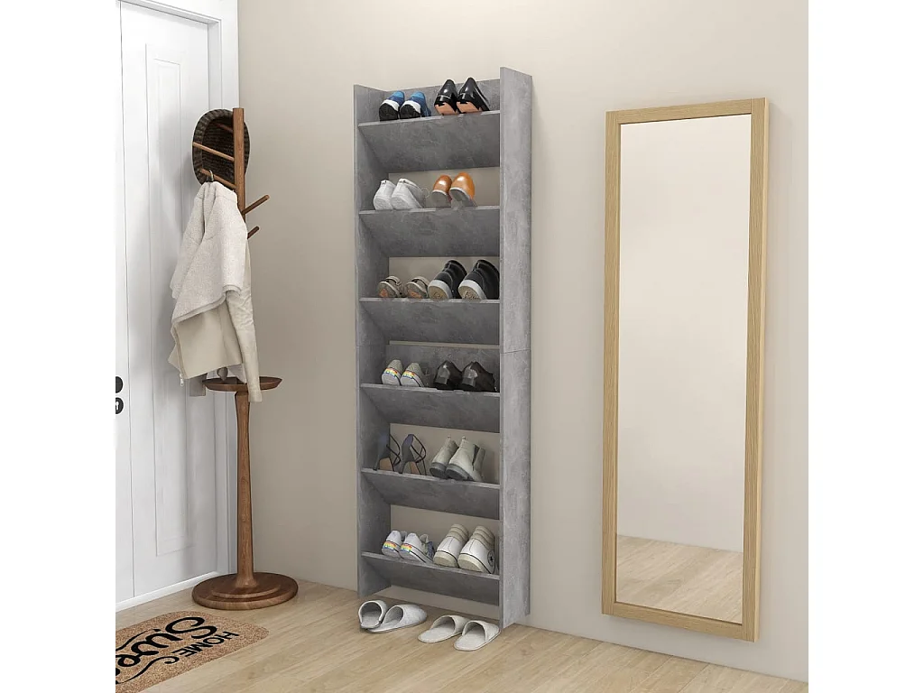 Armoires à chaussures murales 2 pcs Gris béton 60x18x90