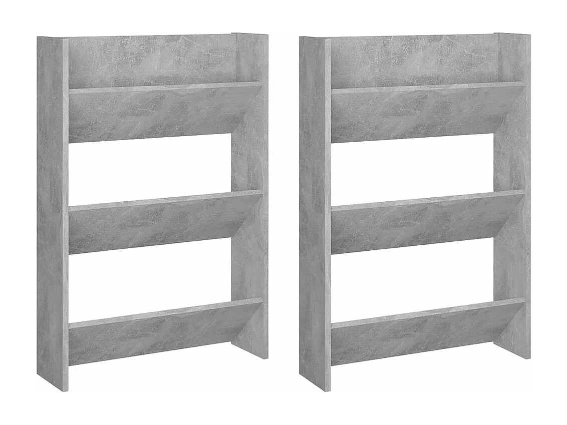 Armoires à chaussures murales 2 pcs Gris béton 60x18x90