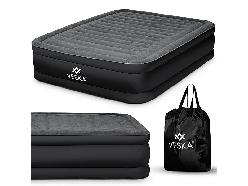 Matelas gonflable 2 places avec pompe électrique intégré 203 x 152 x 50 cm - Gris