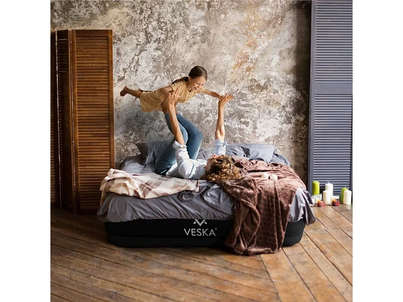 Matelas gonflable 2 places avec pompe électrique intégré - Beige