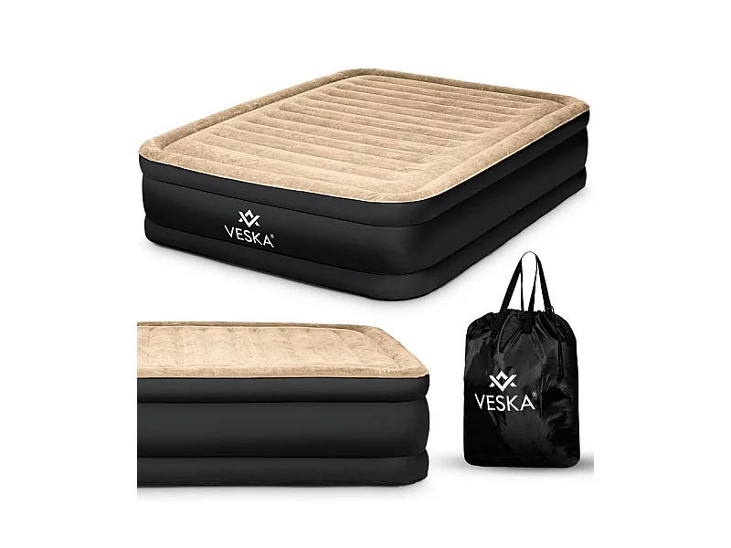 Matelas gonflable 2 places avec pompe électrique intégré - Beige