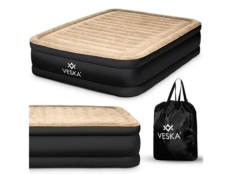 Matelas gonflable 2 places avec pompe électrique intégré - Beige