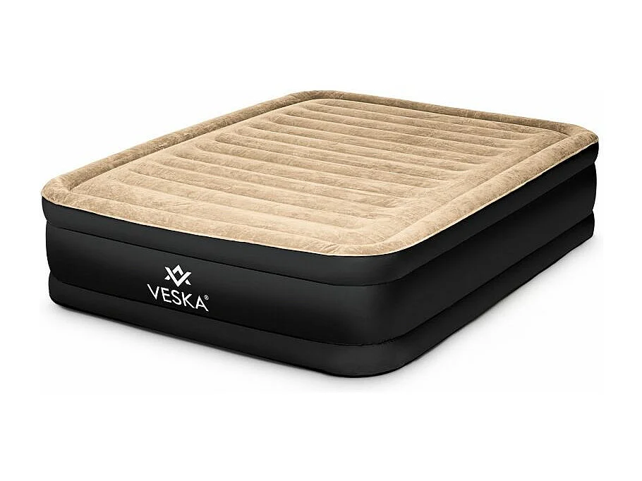 Matelas gonflable 2 places avec pompe électrique intégré - Beige