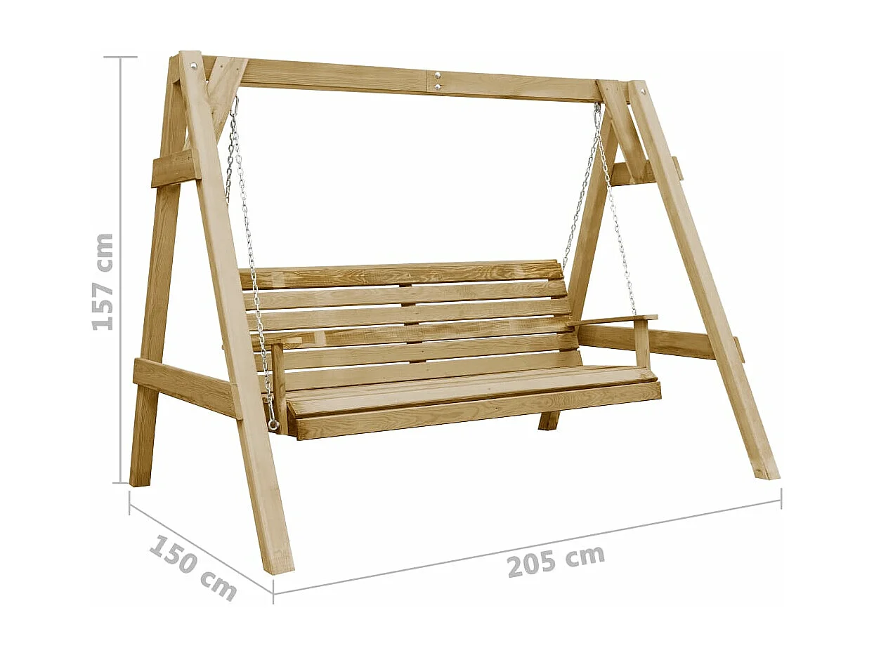 Balancelle de jardin Bois de pin imprégné 205x150x157