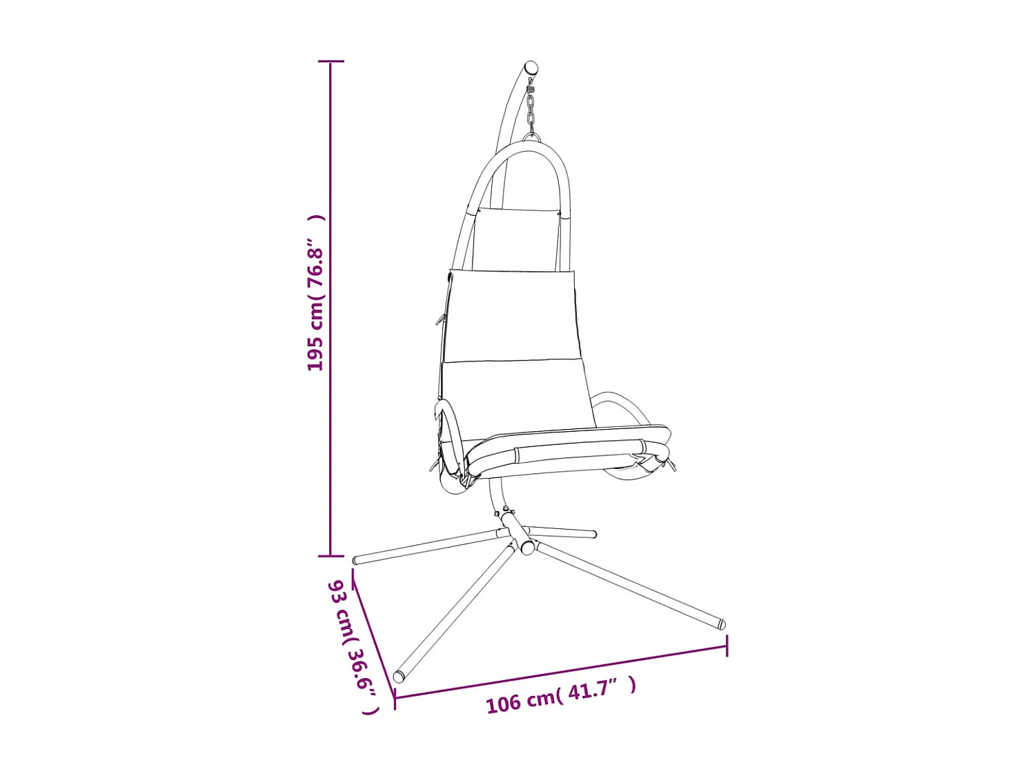 Chaise balançoire jardin coussin gris foncé tissu Oxford-acier