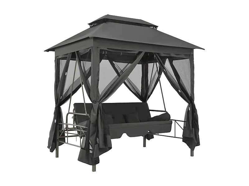 Balancelle convertible à auvent Anthracite 220x160x240 Acier