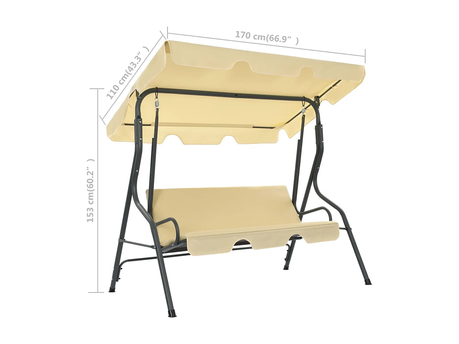 Balancelle de jardin Blanc crème 170 x 110x153