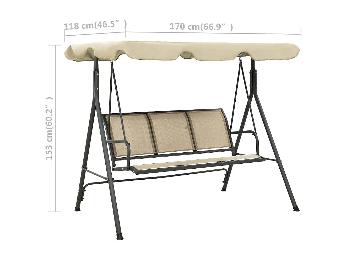 Balancelle de jardin avec baldaquin Anthracite et sable