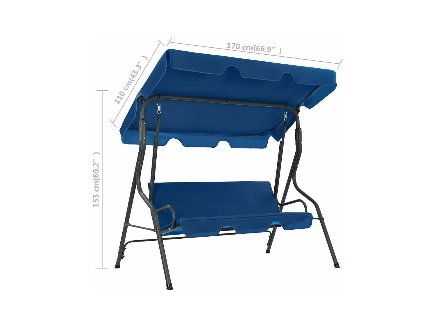 Balancelle de jardin Bleu foncé 170 x 110x153 Tissu