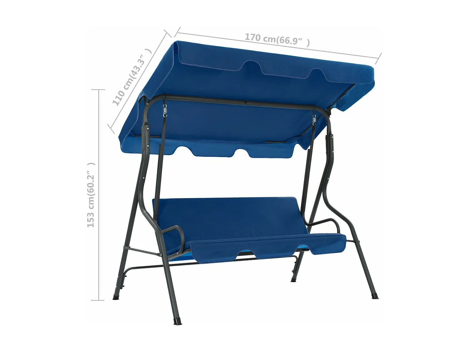 Balancelle de jardin Bleu foncé 170 x 110x153 Tissu