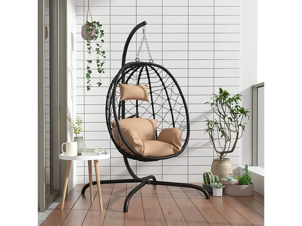 Chaise suspendue en forme d'œuf avec coussin taupe