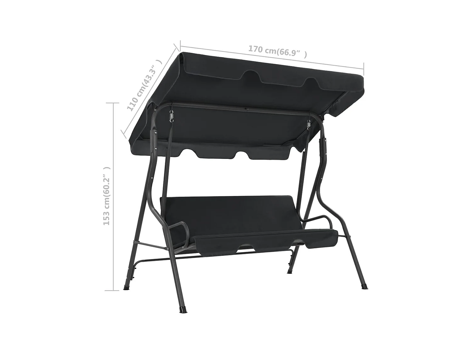 Schommelbank 170x110x153 cm antraciet