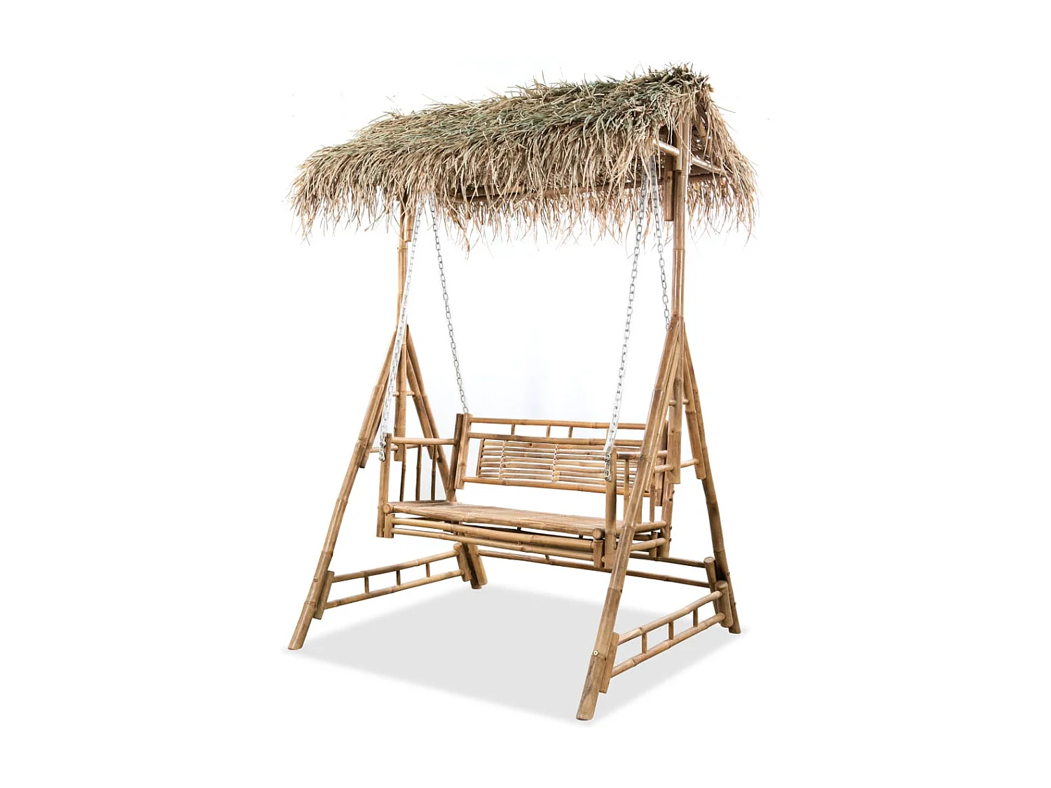 Balancelle à 2 places avec feuilles de palmier Bambou 202cm