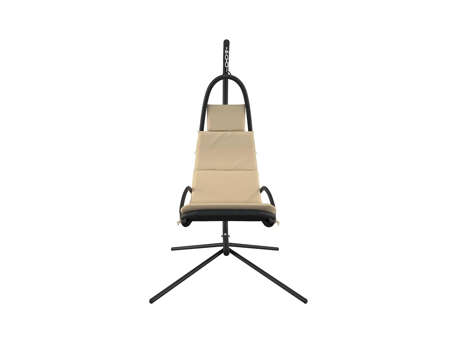 Chaise balançoire de jardin et coussin crème tissu Oxford-acier