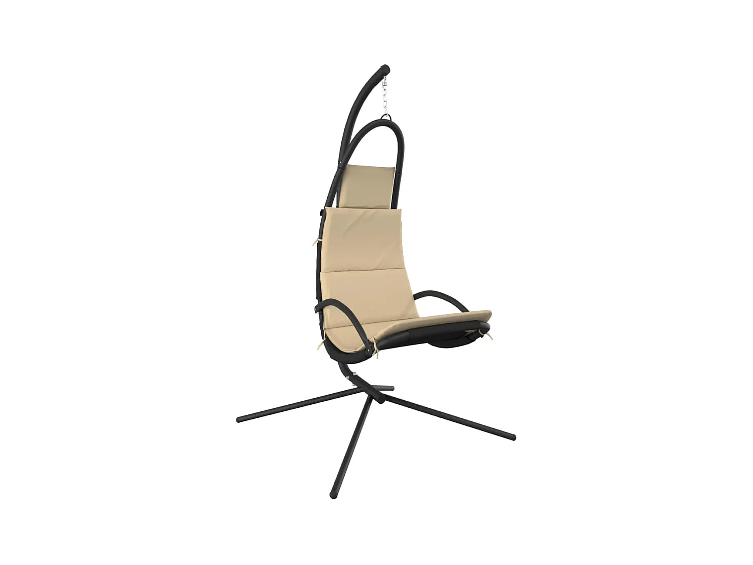 Chaise balançoire de jardin et coussin crème tissu Oxford-acier