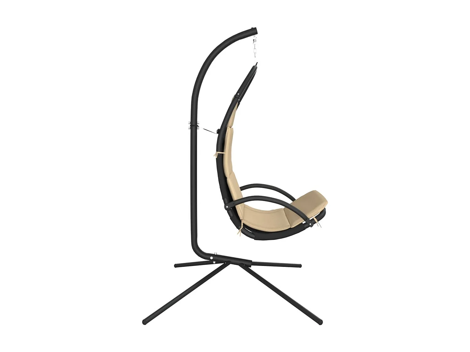 Chaise balançoire de jardin et coussin crème tissu Oxford-acier