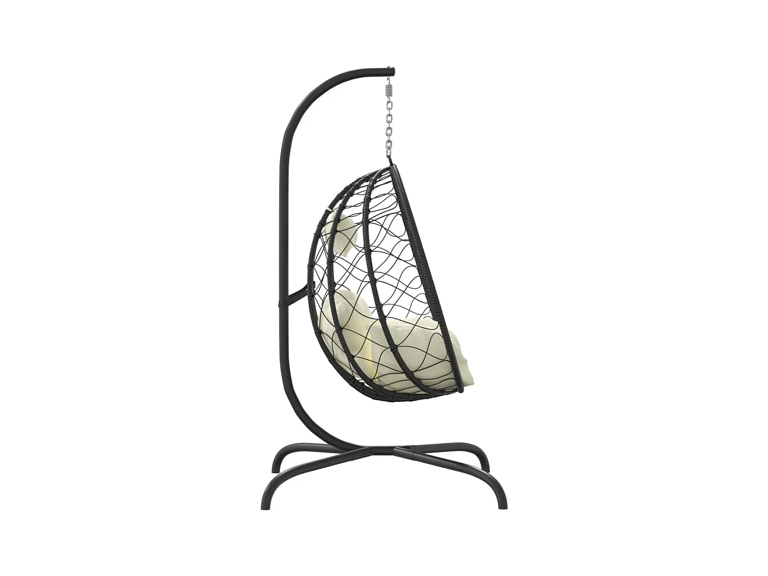 Chaise suspendue en forme d'œuf avec coussin blanc crème