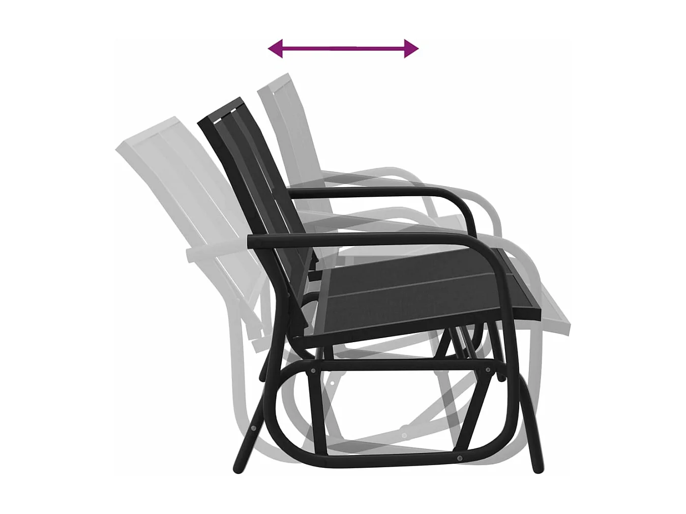 Banc oscillant de jardin noir 120,5x76x86,5 textilène-acier
