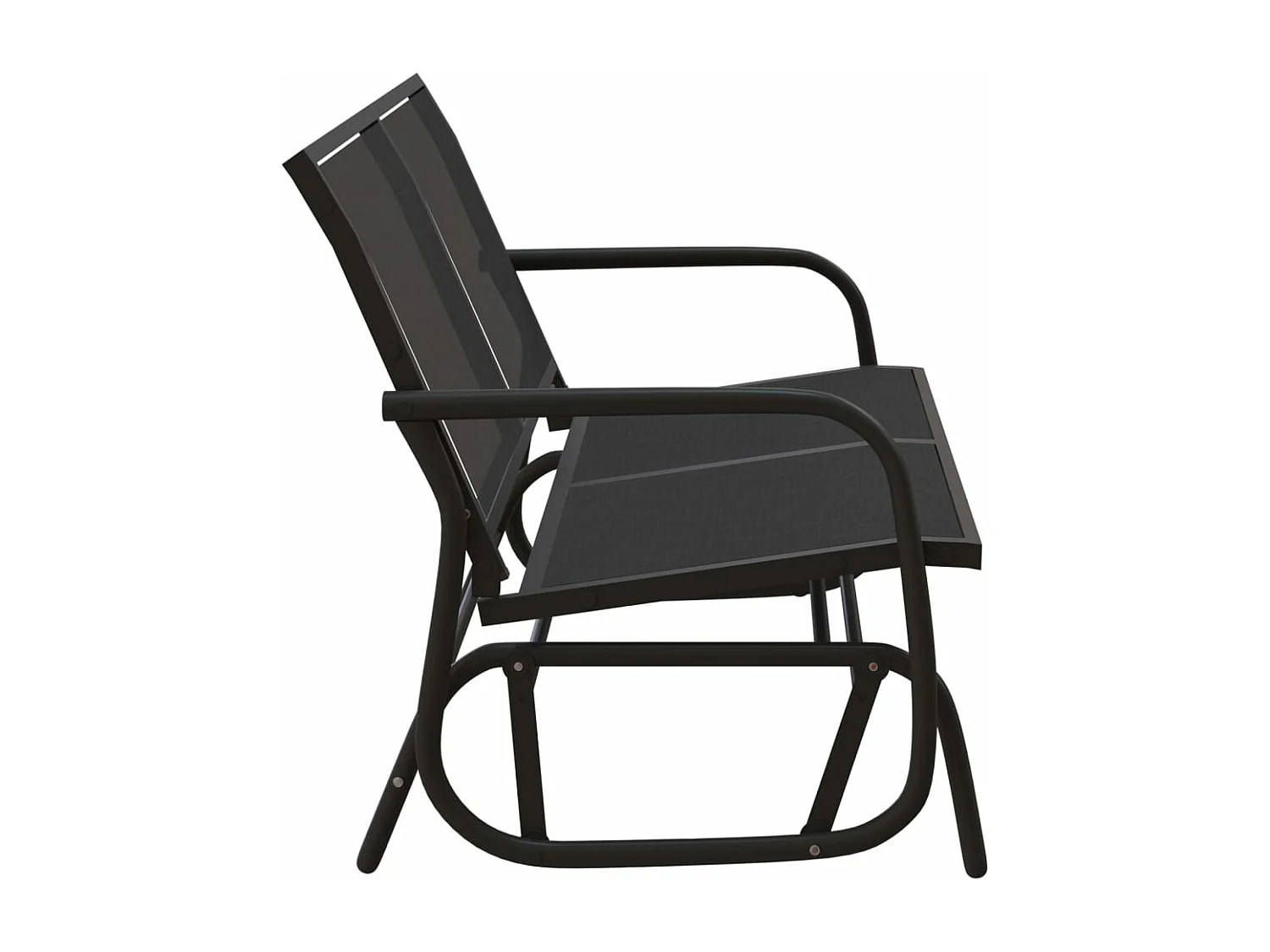 Banc oscillant de jardin noir 120,5x76x86,5 textilène-acier