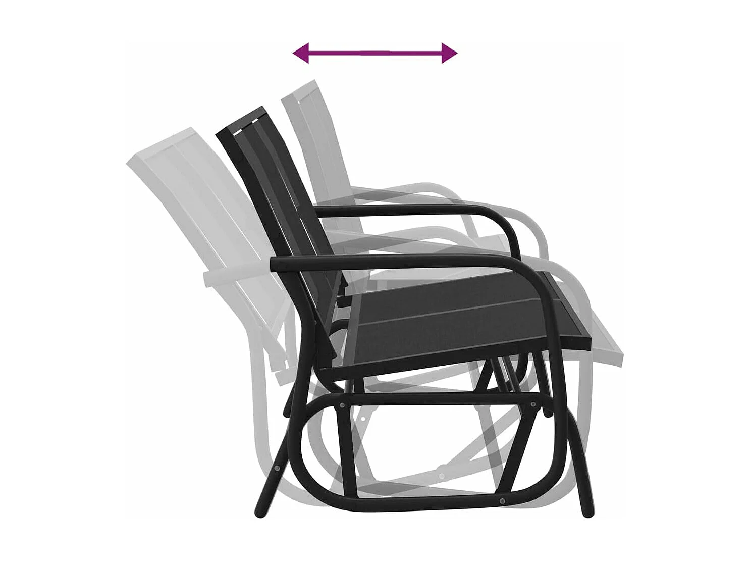 Banc oscillant de jardin noir 120,5x76x86,5 textilène-acier