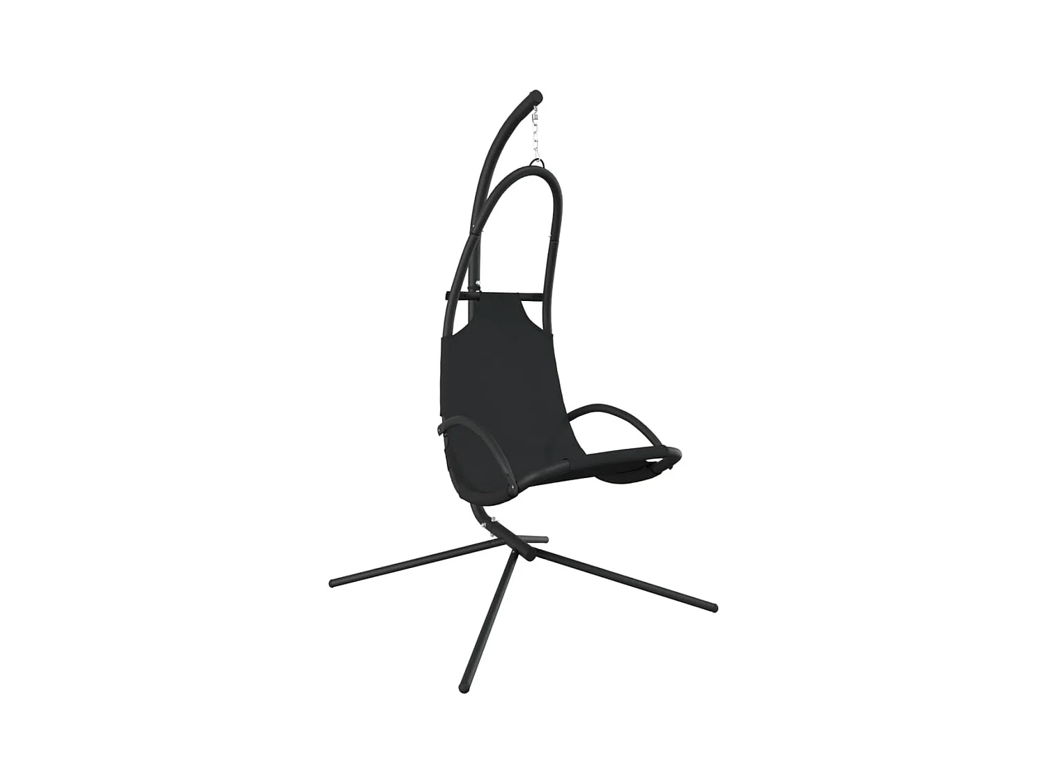Chaise balançoire de jardin et coussin noir tissu Oxford-acier