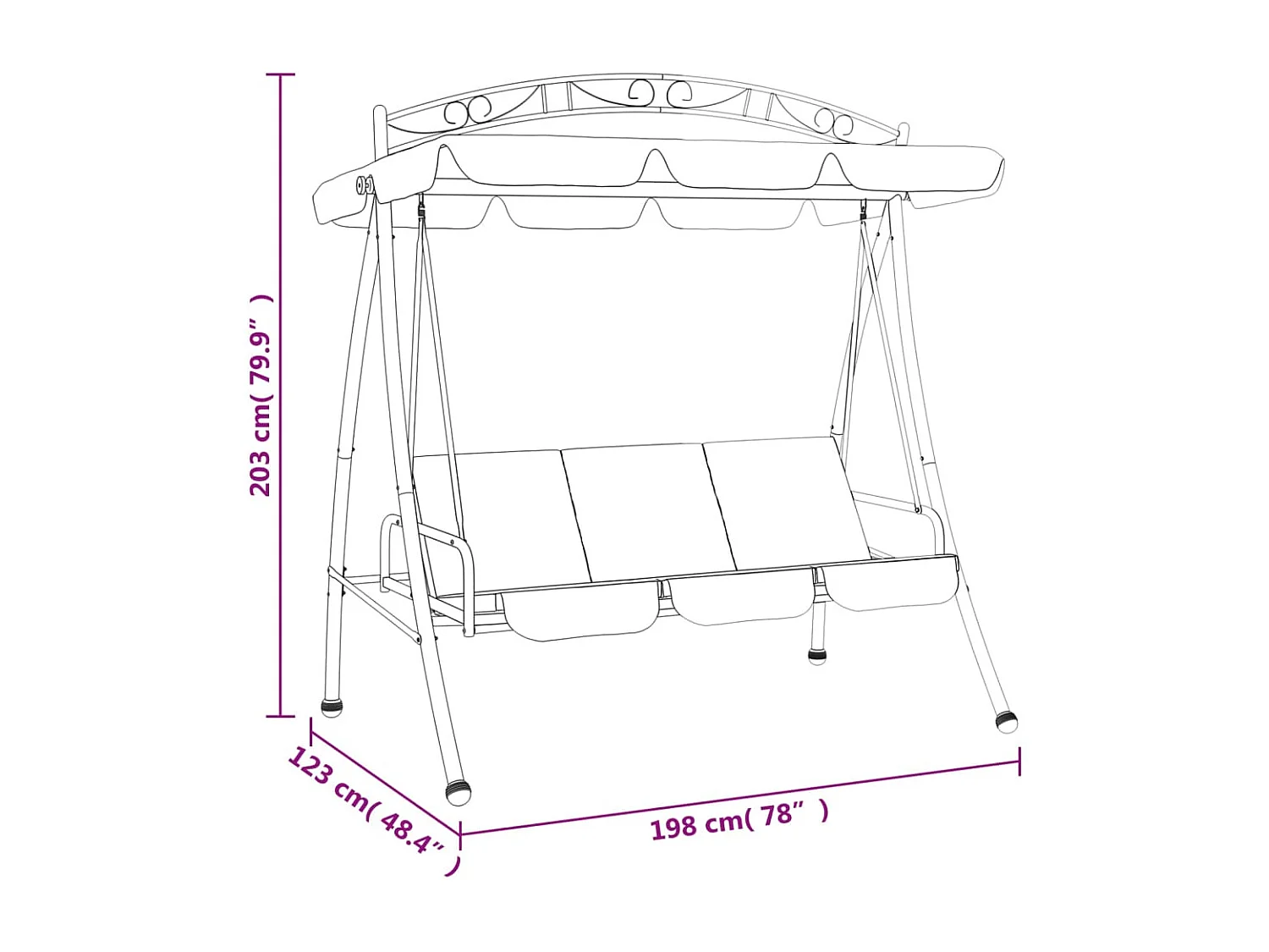 Balancelle de jardin avec auvent vert 198cm tissu et acier