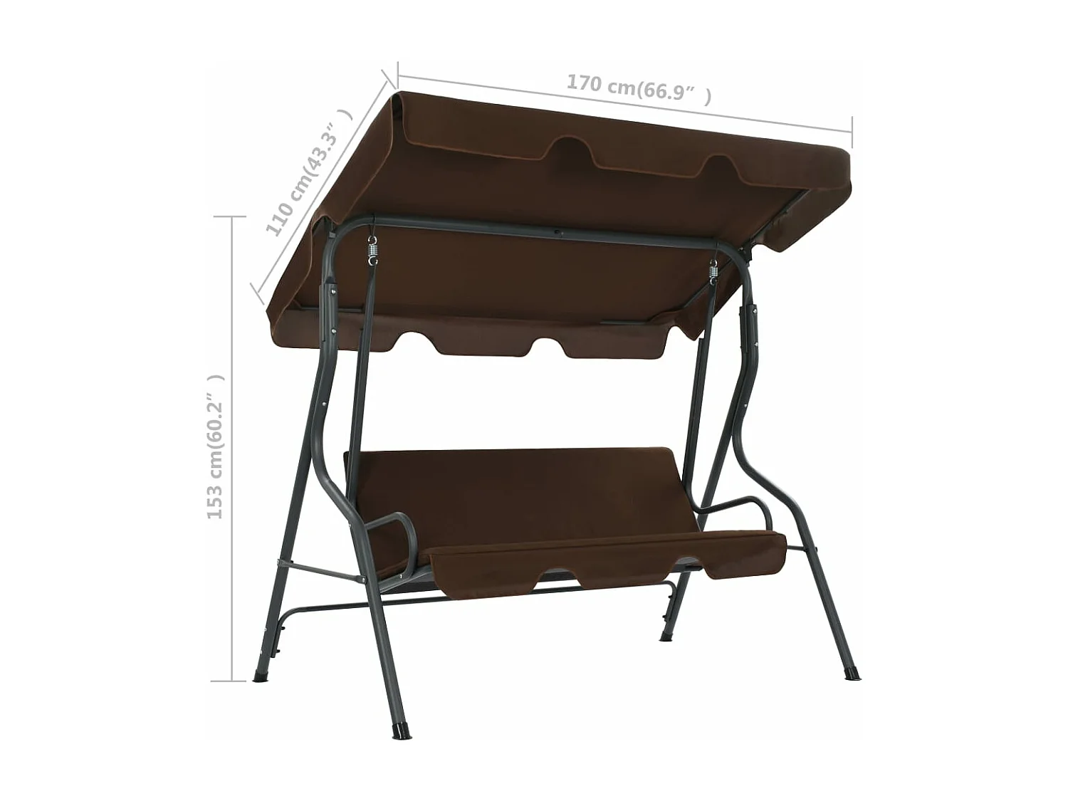 Balancelle de jardin Café 170 x 110x153